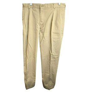 Lands End Mens Classic Fit Khaki Chino Pants Size 36 x 30 Pleated Front CM2103